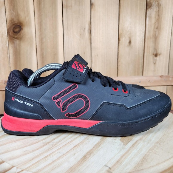 Five Ten Kestrel Lace Shoes Mens 10.5 Black Red MTB Clipless SPD Stealth Bike - Picture 3 of 10